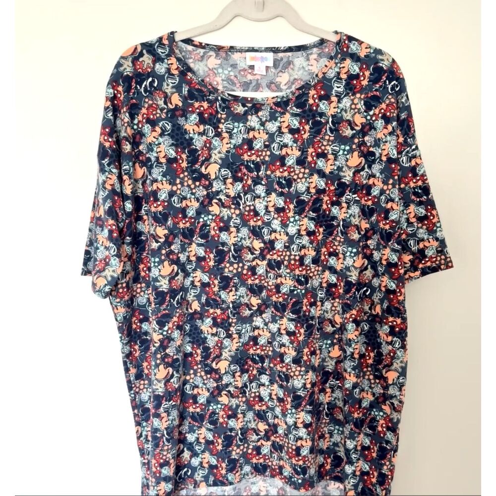 Lularoe Irma Disney Minnie Print Elbow Lenght Sleeve Hi Low Oversized Top S